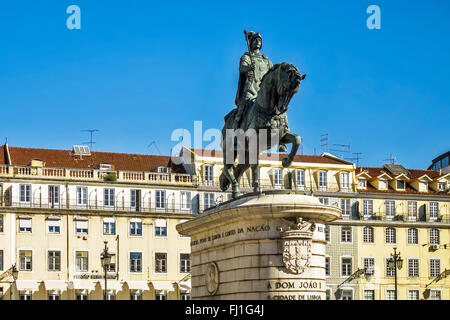 Statue von König Joao Praca de Figueira Lissabon Portugal Stockfoto