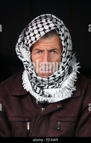 Porträt der alten Mann mit Keffieh, Hebron, Palästina Stockfoto