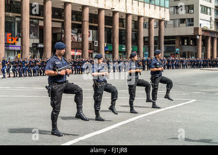 Staatspolizei März an der Parade in Montevideo, Uruguay. Stockfoto