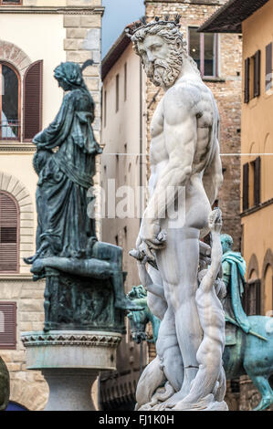 Piazza della Signoria Fontana di Nettuno. Località: Firenze (FI), Italia. | Piazza della Signoria Fountain of Neptune. Ort: Florenz (FI), Italien. Stockfoto