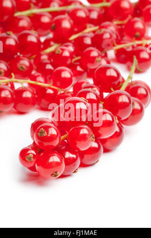 Frische rote Beeren oder rote Johannisbeeren auf weißem Hintergrund Stockfoto