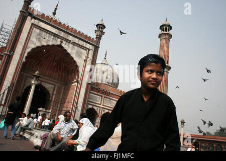 Muslime in Jama Masjid (Große Moschee) von Old Delhi, Indien Stockfoto