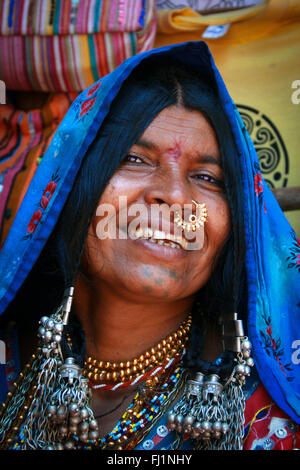 Gypsie Frau in Gokarna, Südindien Stockfoto