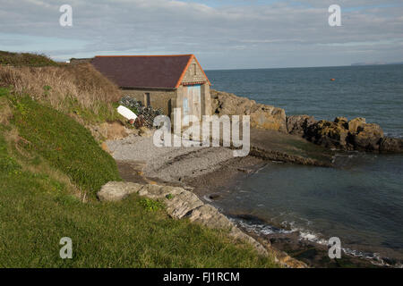 Alten Rettungsboot Haus, Moelfre, Anglesey Stockfoto