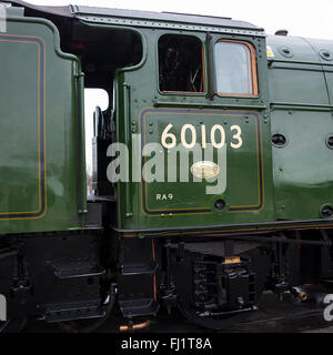 Die A3-Dampfmaschine Flying Scotsman im National Railway Museum in York gereinigt nach einer Fahrt von London Stockfoto