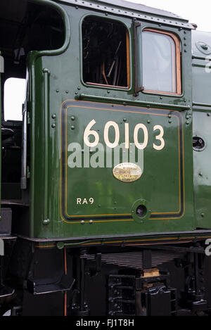 Die A3-Dampfmaschine Flying Scotsman im National Railway Museum in York gereinigt nach einer Fahrt von London Stockfoto