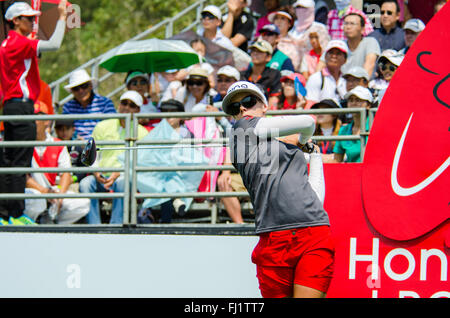 Chonburi, Thailand. 28. Februar 2016. Pernilla Lindberg von Schweden in Honda LPGA Thailand 2016 im Siam Country Club, Pattaya Old Course am 28. Februar 2016 in Chonburi, Thailand. Bildnachweis: Chatchai Somwat/Alamy Live-Nachrichten Stockfoto