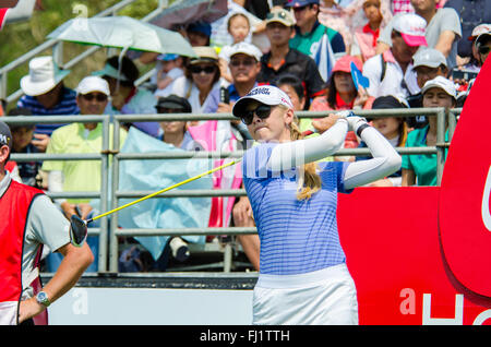 Chonburi, Thailand. 28. Februar 2016. Jessica Korda von Staaten in Honda LPGA Thailand 2016 im Siam Country Club, Pattaya Old Course am 28. Februar 2016 in Chonburi, Thailand. Bildnachweis: Chatchai Somwat/Alamy Live-Nachrichten Stockfoto