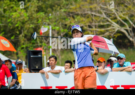 Chonburi, Thailand. 28. Februar 2016. Julieta Granada von Paraguay in Honda LPGA Thailand 2016 im Siam Country Club, Pattaya Old Course am 28. Februar 2016 in Chonburi, Thailand. Bildnachweis: Chatchai Somwat/Alamy Live-Nachrichten Stockfoto