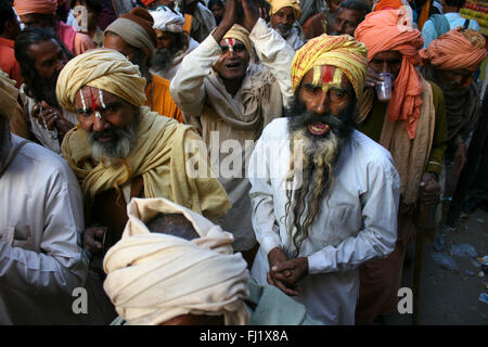 Menge während in Pushkar Pushkar Mela, Rajasthan, Indien Stockfoto