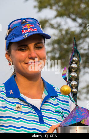 Chonburi, Thailand. 28. Februar 2016. : Lexi Thompson USA Champion des Honda LPGA Thailand 2016 im Siam Country Club, Pattaya Old Course am 28. Februar 2016 in Chonburi, Thailand. Stockfoto