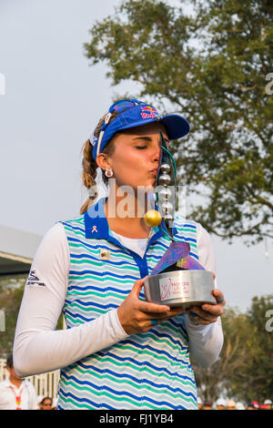 Chonburi, Thailand. 28. Februar 2016. : Lexi Thompson USA Champion des Honda LPGA Thailand 2016 im Siam Country Club, Pattaya Old Course am 28. Februar 2016 in Chonburi, Thailand. Stockfoto