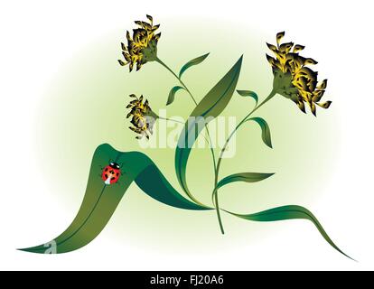 Marienkäfer auf gelbe Blume. EPS10 Vektor-illustration Stock Vektor