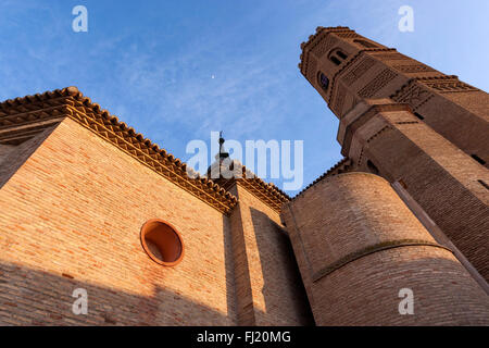 Mudéjar Kirche Santa María, Tauste, Cinco Villas, Zaragoza Provinz, Aragon, Spanien Stockfoto