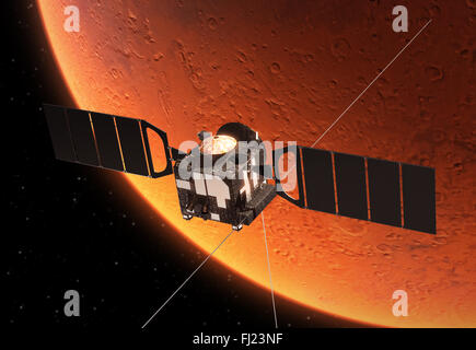 Interplanetare Raumstation umkreist der Planet Mars Stockfoto