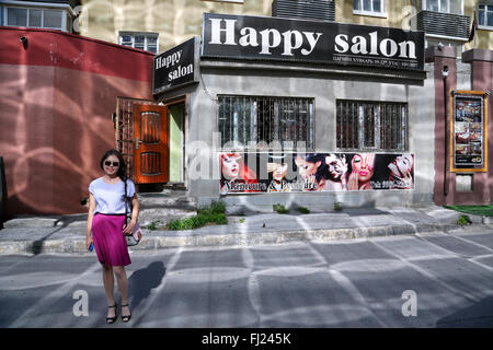 Friseur in Ulanbataar, Mongolei Stockfoto