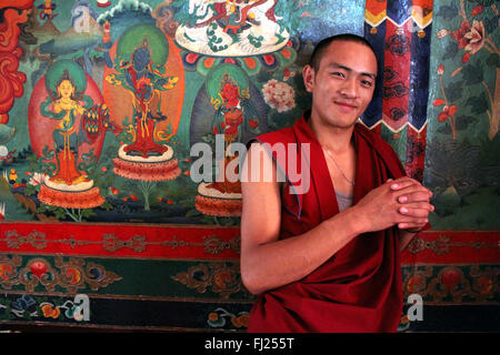 Portrait von Nepali Mönch Sakya Tharig gompa in Boudhanath Stockfoto