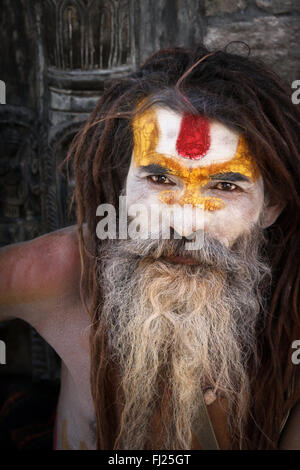 Nepalesische sadhu in Pashupatinath, Nepal Stockfoto