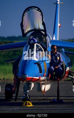 Haute-Saône (70), base Aerienne de Luxeuil Saint Sauveur, La Patrouille de France, Pilote d'Alpha Jet / / Frankreich, Haute-Saône (70 Stockfoto