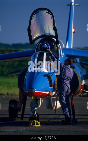 Haute-Saône (70), base Aerienne de Luxeuil Saint Sauveur, La Patrouille de France, Pilote d'Alpha Jet / / Frankreich, Haute-Saône (70 Stockfoto