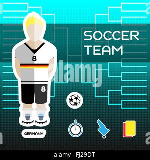 Fußball-Team - Deutschland. Fußball Spieler Anzeiger. Vektor-digitale Illustration. Fußball-Turnier-Blatt. Visuelle Grafik. Stock Vektor