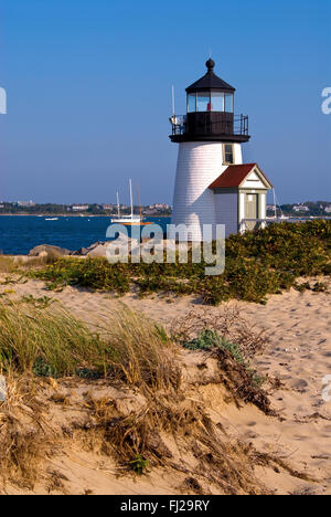 Brant Point Leuchtturm auf Nantucket Island ist nur 26 Meter über dem Meeresspiegel und ist damit der niedrigste erbaute Leuchtturm. Es ist auch am meisten umgebaut. Stockfoto