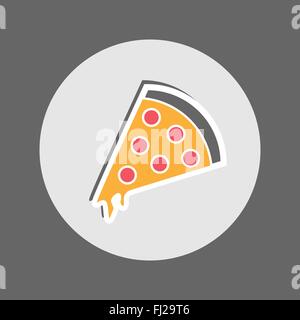 Peperoni-Pizza mit Käse. Stück heißen leckeren Pizza. Restaurant Menü flach-Symbol. Vektor-digitale Illustration. Stock Vektor