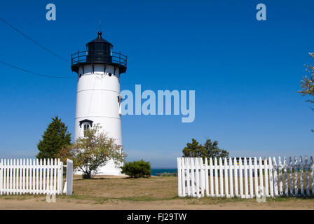 Lattenzaun Eingang nach Osten Leuchtturm Chop auf Martha's Vineyard Insel in Massachusetts, in der Nähe von Cape Cod. Stockfoto