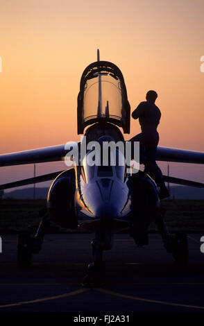 France, Meurthe et Moselle (54), Flugplatz Nancy-Ochey, französisches Kunstflugteam La Patrouille de France, Sunset on Alpha Jet's Stockfoto