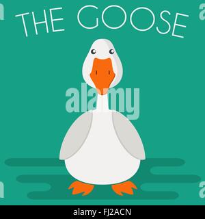 Gans-Maskottchen-Symbol im flachen Stil. Bauernhof Vogel. Cartoon-Vektor-Illustration. Stock Vektor