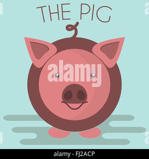 Schwein-Maskottchen-Symbol im flachen Stil. Nutztier. Cartoon-Vektor-Illustration. Stock Vektor