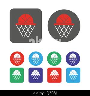 Ball in einen Korb. Basketball-Symbol Symbol. Flache Vektorgrafik. Einfache Elemente Logo-Design. Sport-Objekte für die Wiedergabe Stock Vektor