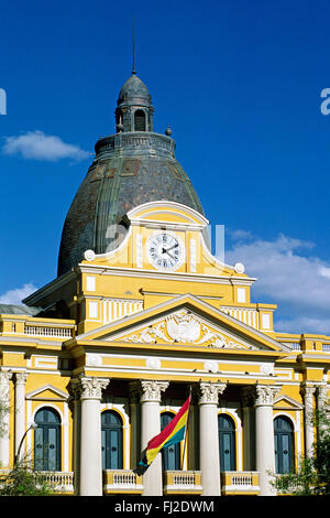 Die schöne Fassade der REGIERUNGSPALAST in LA PAZ Central Square - Bolivien Stockfoto