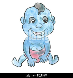 babyblau Cartoon Aquarell isoliert Stockfoto