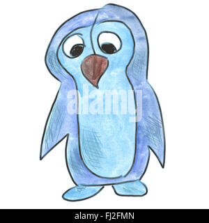 hellblau und blau Pinguin Cartoon Aquarell isoliert Stockfoto