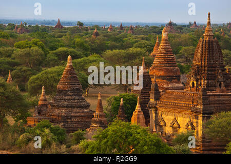 Blick von der SHWESANDAW Tempel oder PAYA in der Dämmerung - BAGAN, MYANMAR Stockfoto