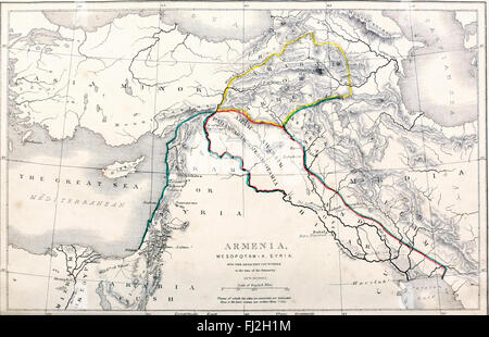 Karte von Armenien, Mesopotamien, Syrien und den angrenzenden Ländern in der Zeit der Patriarchen Stockfoto