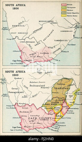 Karte von Südafrika 1806 bis 1860 Stockfoto