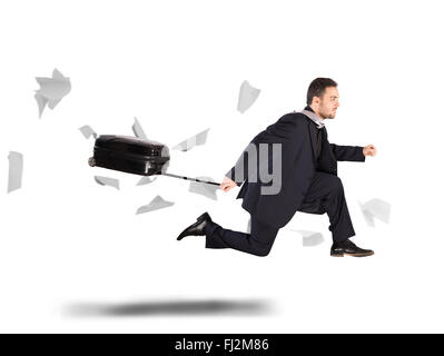 Überfällige Geschäftsmann Stockfoto