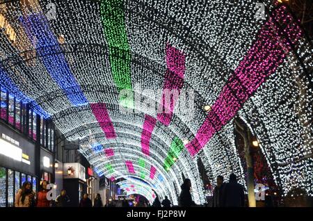 Peking, Peking, CHN, China. 29. Februar 2016. Die achte Light Festival in blauen Solana endet heute. Viele Besucher kommen zu sehen. Bildnachweis: SIPA Asien/ZUMA Draht/Alamy Live-Nachrichten Stockfoto