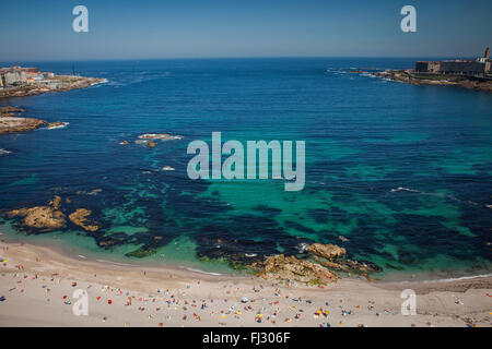 Riazor Strand, Coruña Stadt, Galicien, Spanien Stockfoto