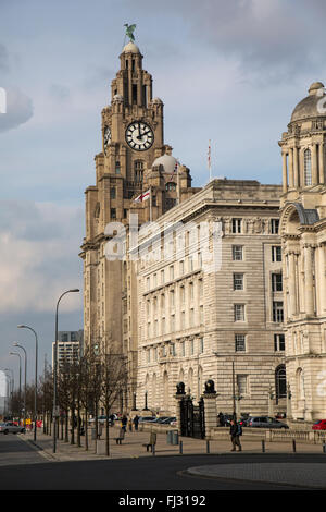 Das Royal Liver Building in Liverpool, England. Ein Grad 1 aufgeführten Gebäude und Teil der "Drei Grazien" Gebäude in Liverpool. Stockfoto