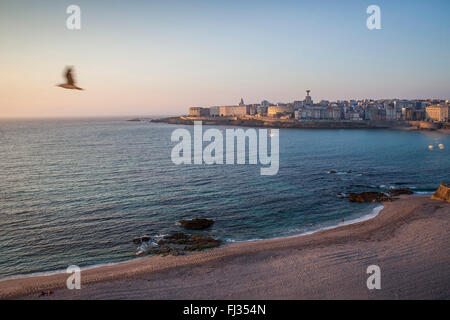 Riazor Strand, Coruña Stadt, Galicien, Spanien Stockfoto