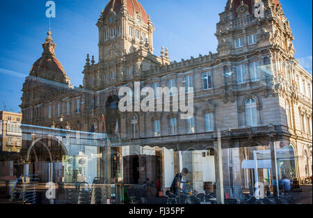 Rathaus, Plaza de María Pita, Coruña Stadt, Galicien, Spanien Stockfoto