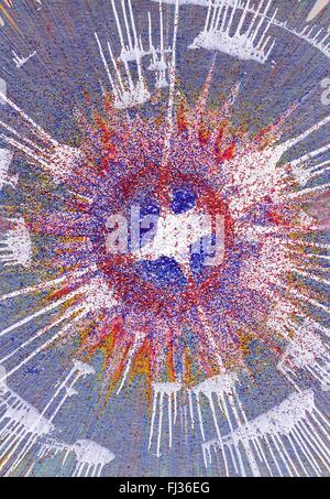 Farbenfrohe moderne Gegenwartskunst Acryl Blob Zeichenstil von Jackson Pollock Stockfoto