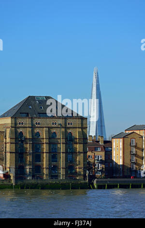 Columbia Wharf und die Scherbe, Rotherhithe, London, Vereinigtes Königreich Stockfoto