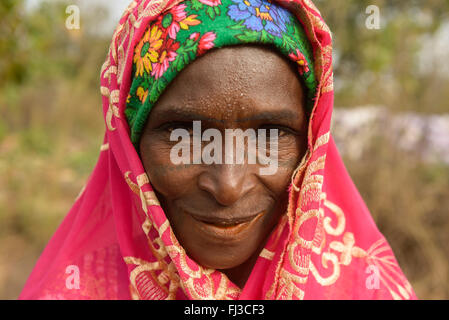 Fulani-Stamm-Frau von Norden Benins, Afrika Stockfoto