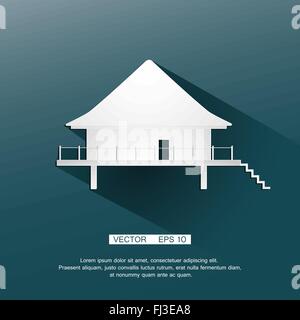 Vektor-Symbol oder das Symbol Zeichen Bungalow, flaches design Stock Vektor