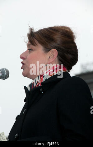 Trident-Demonstration organisiert von CND zu stoppen.  Leanne Wood, Führer der Plaid Cymru, die Waliser nationalistische Partei Stockfoto
