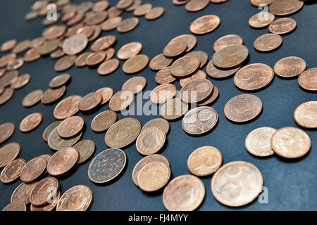 Nahaufnahme Bild von Euro-Cent-Münzen mit einer geringen Schärfentiefe Stockfoto